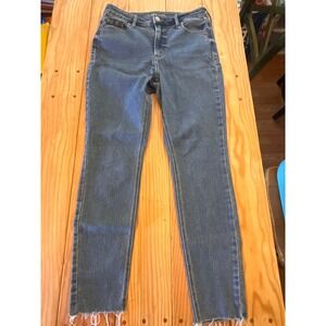 Old Navy Rockstar Super Skinny High Rise Jeans Medium Wash Raw Hem Women 10
